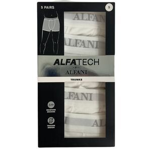 Alfani 5 Pack Boxer Briefs Mens Small White Moisture Wicking Tagless $44 NEW